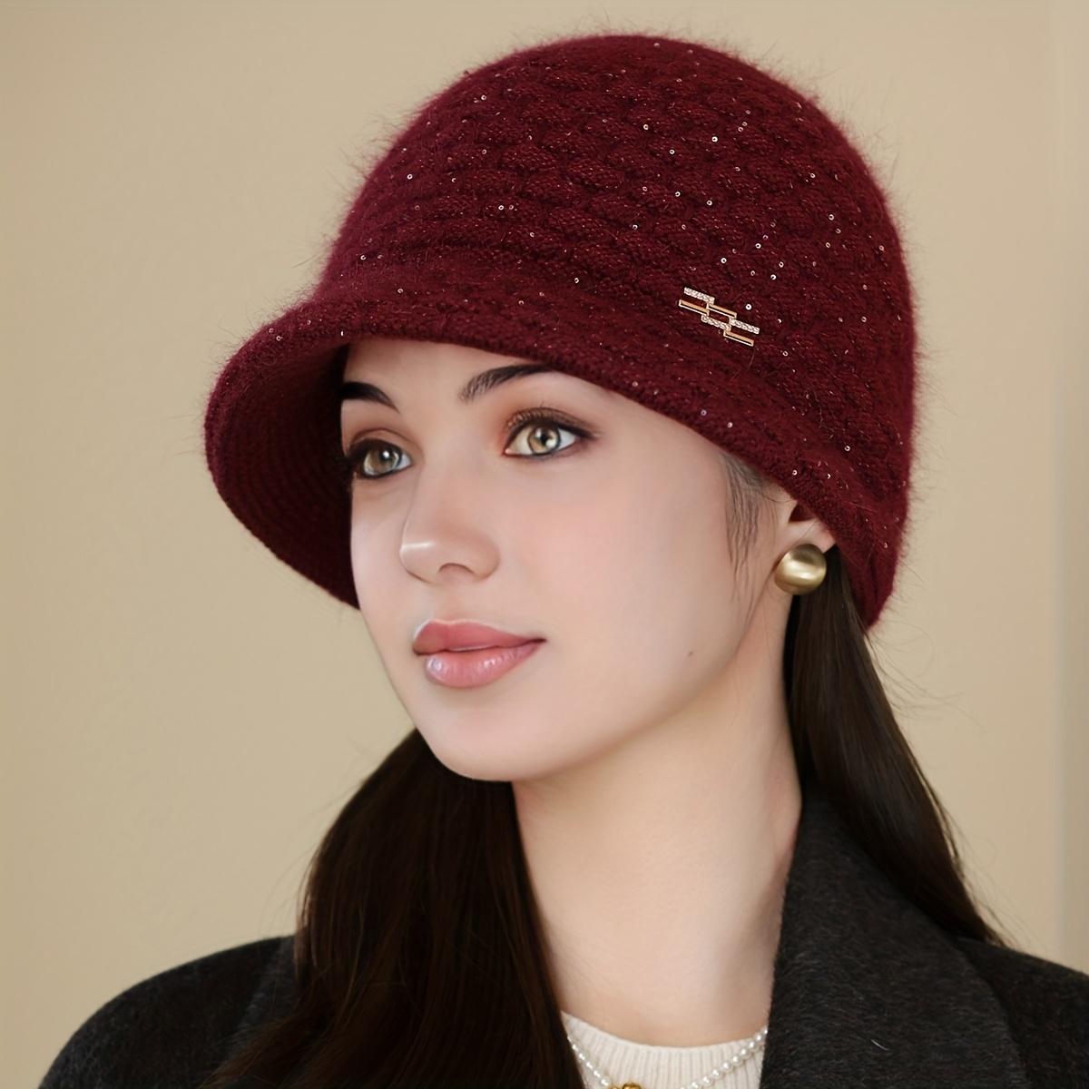 

Thick Furry Hat | Women S Autumn-Winter Warm Hat with Randomly Placed Rhinestones, Hand Washable 1pc