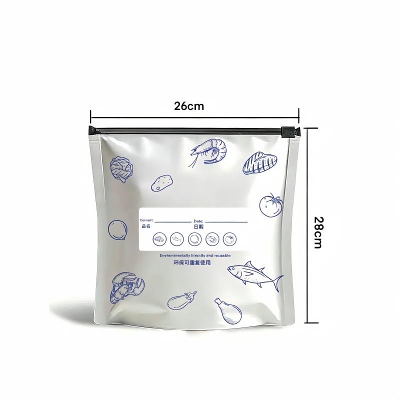 10Pcs/Bag Kitchen Aluminum Foil Fresh-keeping Bag Zipper Lock Bag Sealable Frozen Sealed Packaging Food Packaging Bag