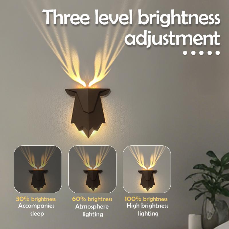 Deer Night Light with Remote Control Rechargeable Antler Wall Lamp 3 Brightness Level Nightlights For Christmas Decorations