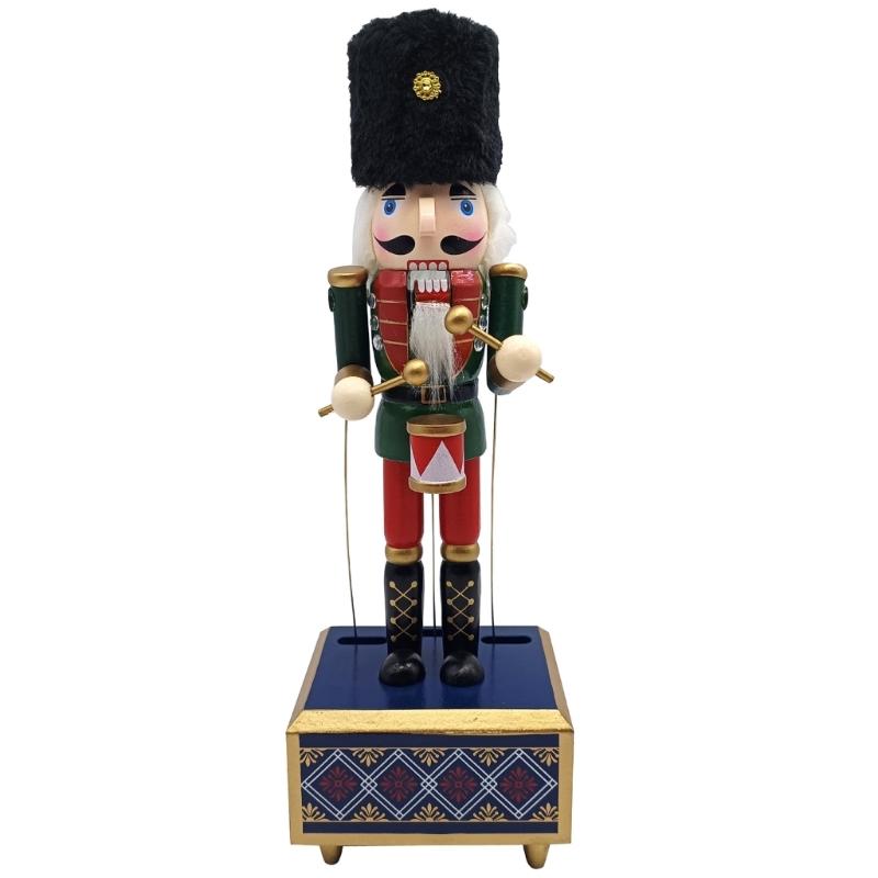 

Wood Nutcrackers Soldier Puppets Music Box with Melodys for Holiday Decoration and Gift Giving