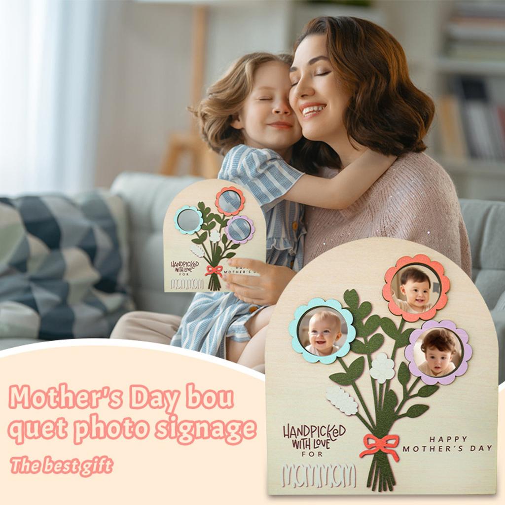Creative Cute Wooden Gift For Mother's Day Mother's Day Bouquet Photo Label
