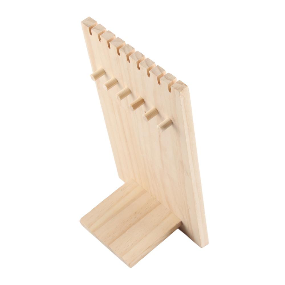 9-slot Jewelry Display Stand Wooden Earring Organizer Jewelry Storage Necklace Holder  Desktop