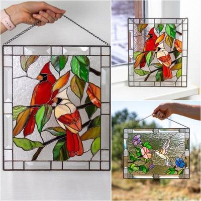 Handmade Stained Window Panel Acrylic Stained Suncatcher Stained Window Pendant Home Decoration