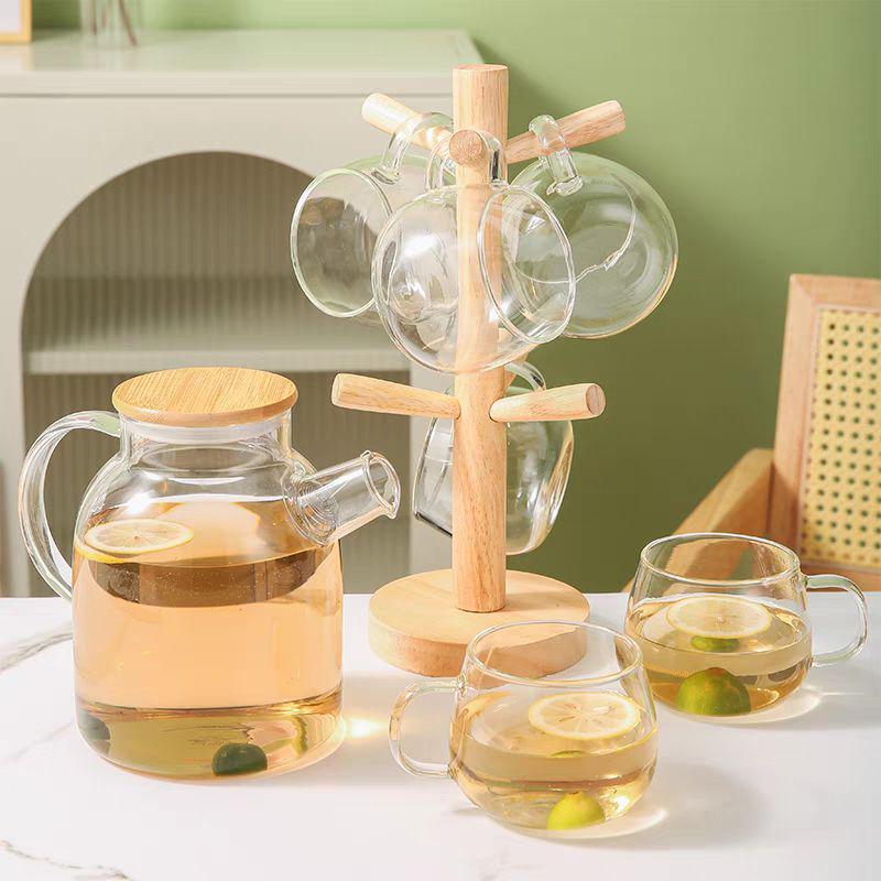 Borosilicate Glass Cold Water Pitcher with Filter and Bamboo Steel Lid