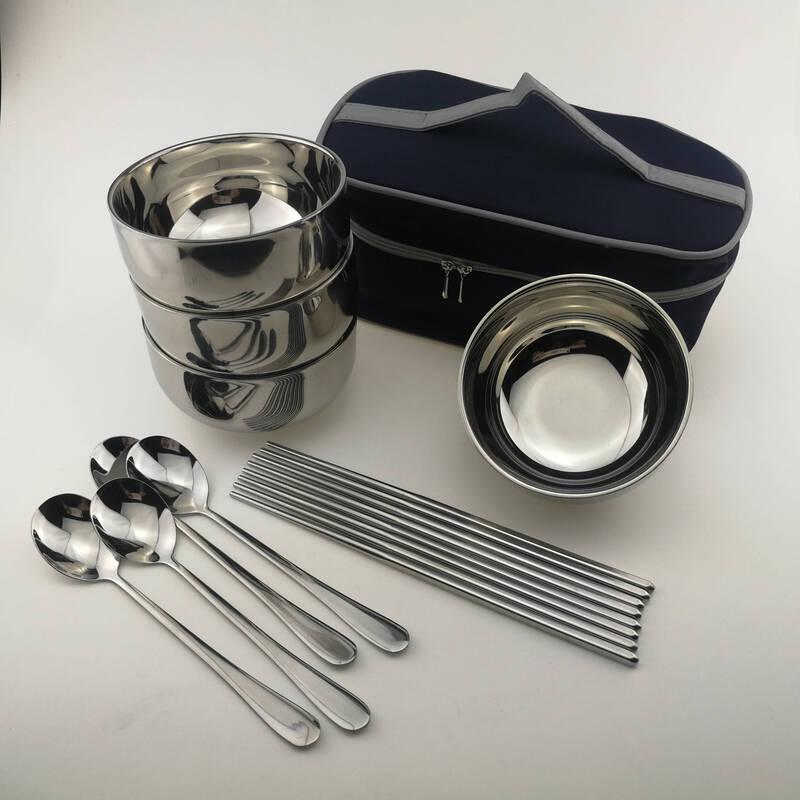 Portable Folding Stainless Steel Camping Tableware Set