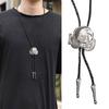 Vintage Bolo Tie Rodeo Necktie Leather Bolo Tie Chain Cow Skull Bolo Tie for Men's Rodeo Neckwear