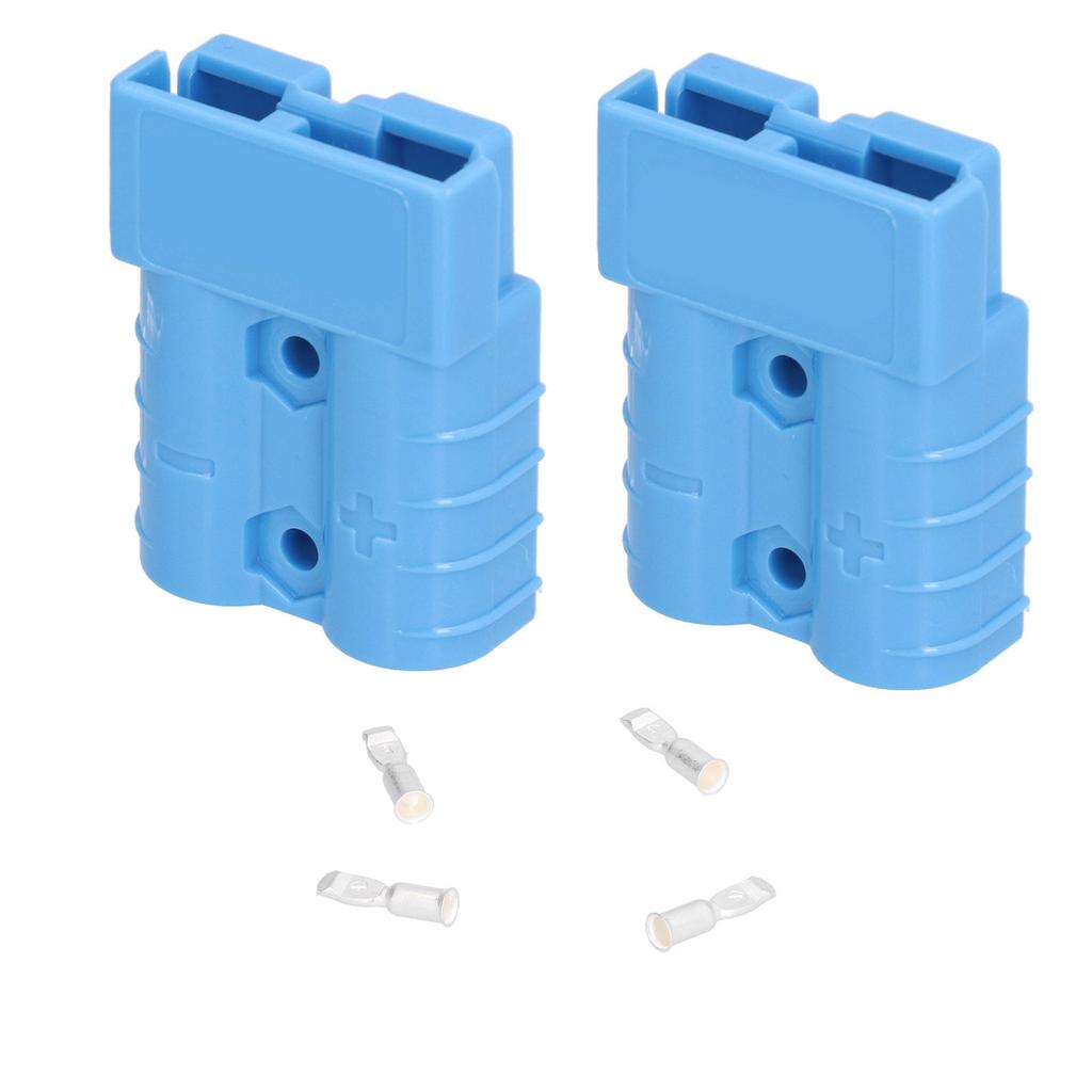 2Pcs Battery Connector 50A Lightweight Quick Disconnection Wire Harness Plug Kit 6AWG 600VBlue