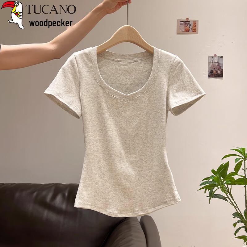 Women's V-neck Slim-fit Short-sleeve T-shirt