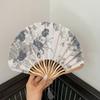 Woman Men Silk Flower Folding Fan Portable Retro Shell Fan Hand Fold Fan  Living Room Cabinet Decor