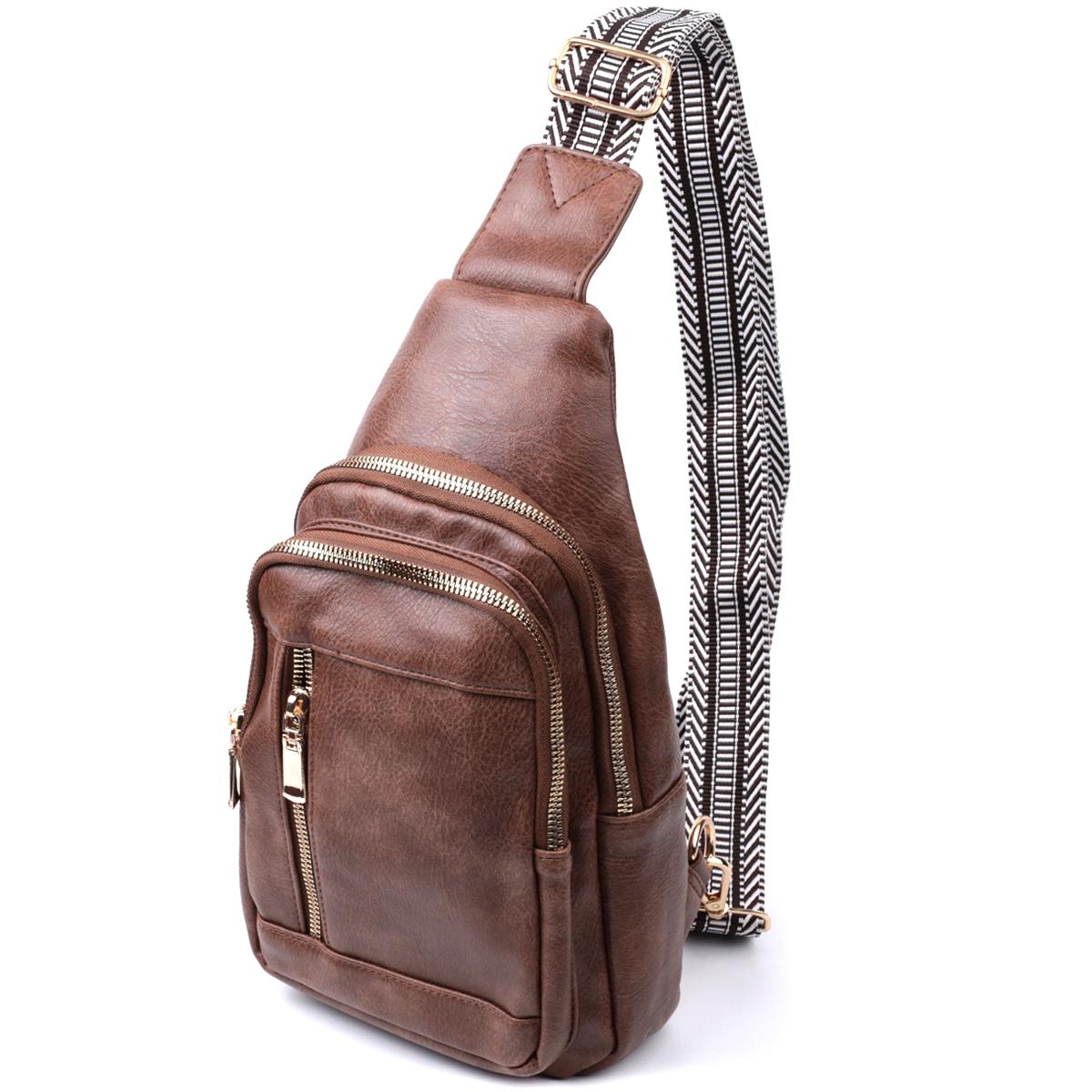 

Зручна сумка-слінг для жінок з екошкіри VINTAGE Bag 22747 Коричневий