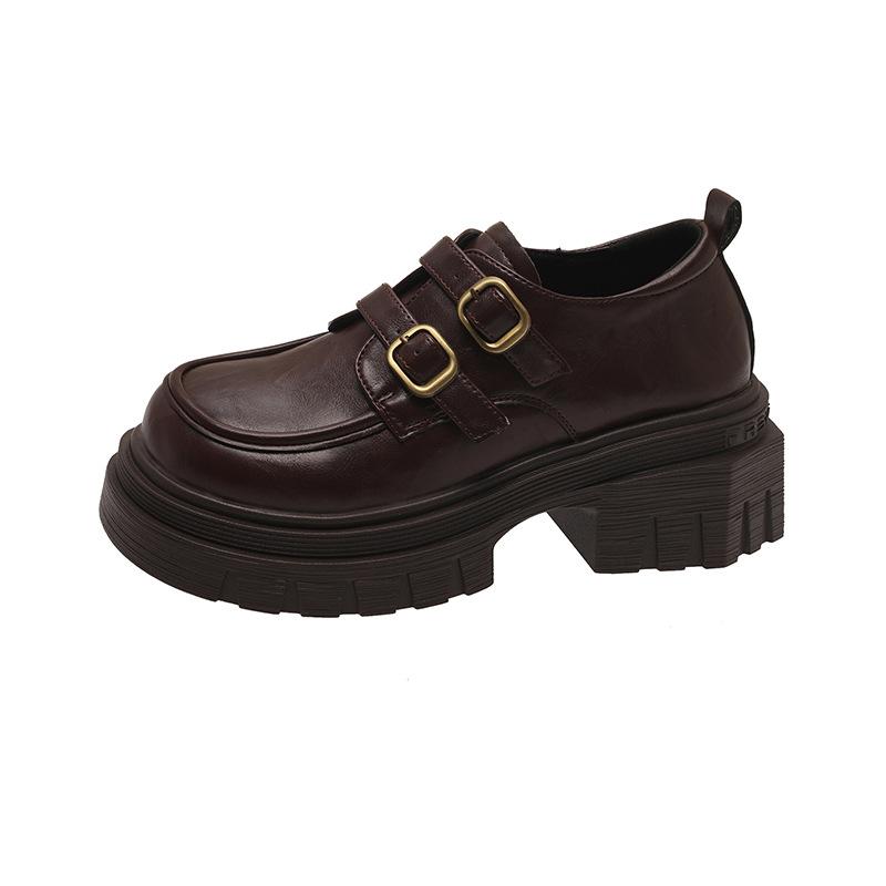 

Туфли на платформе кожаные женские весна и осень 2025 новые мокасины универсальные рабочие туфли для работы на работе обувь jk single 35