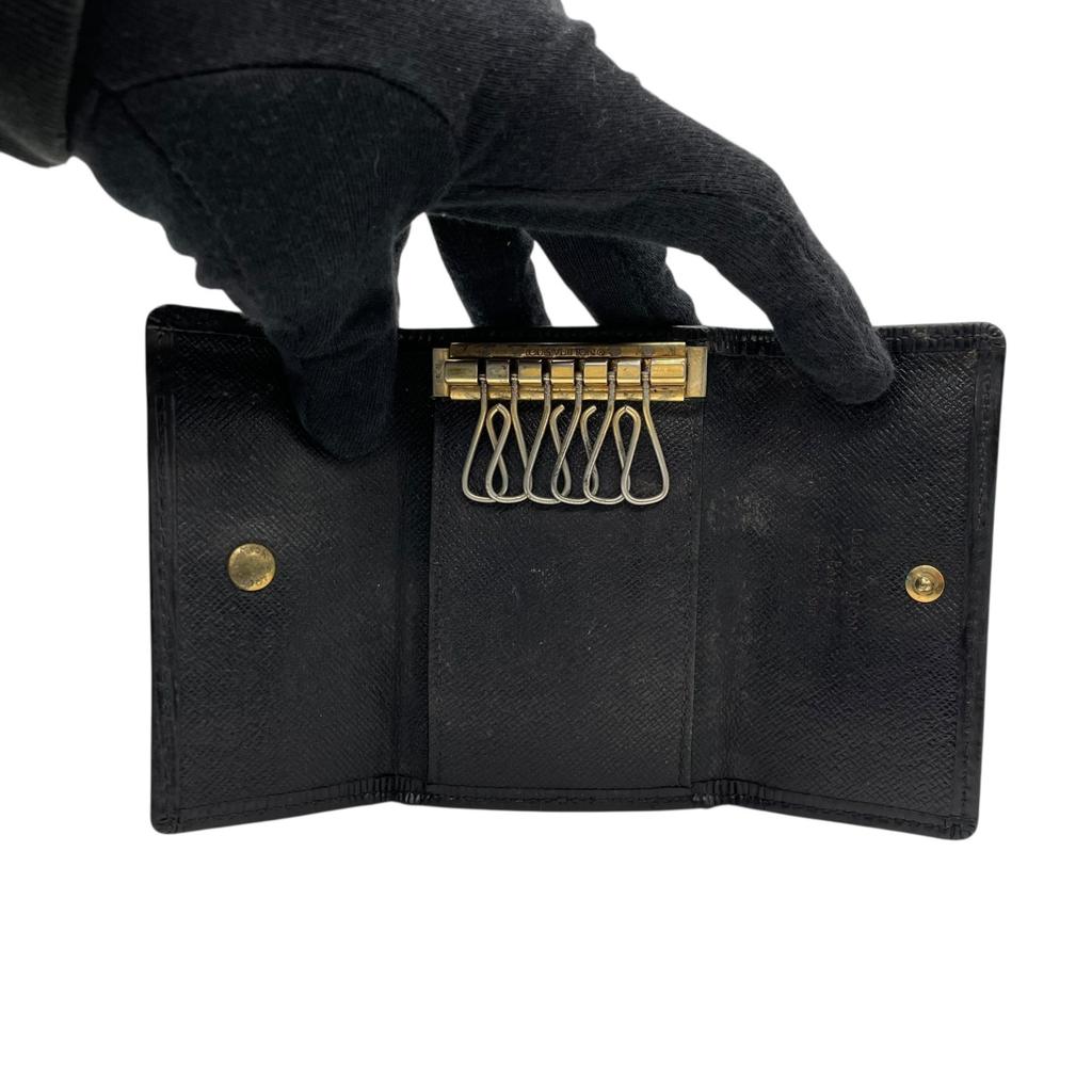 Used LOUIS VUITTONKey Holder  Black Leather Unisex