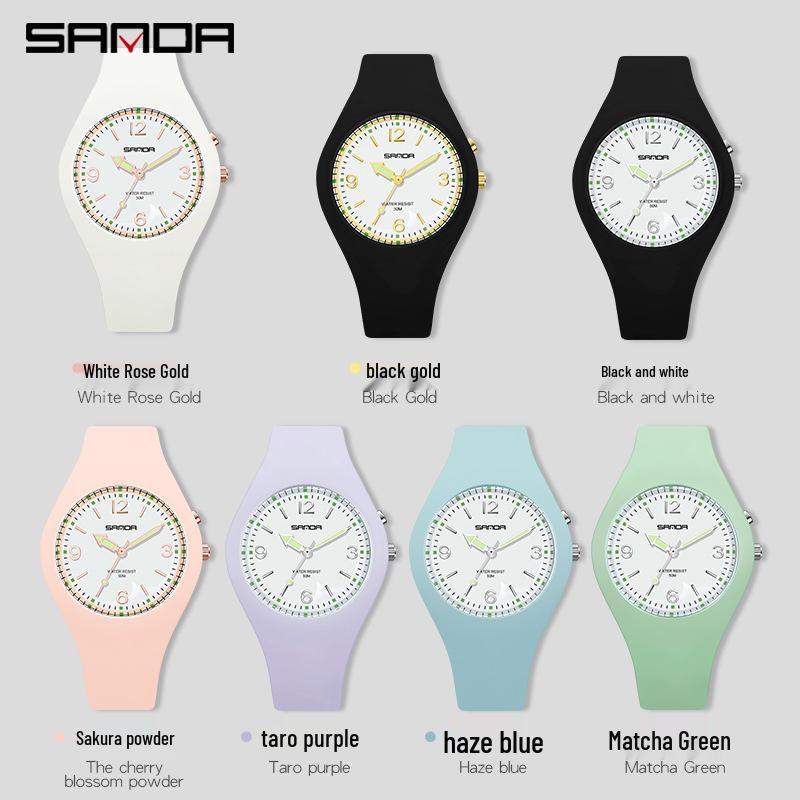 Sanda Macaron Color Fluorescent Waterproof Sports Watch for Men & Women