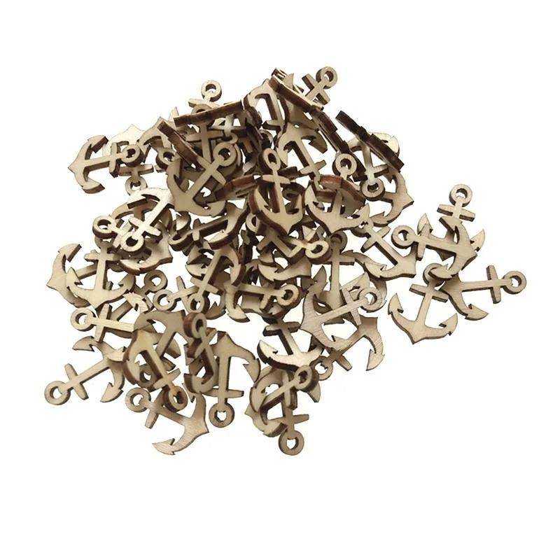 100 Stück 20mm Holzanker-Ruderform Dekoration zum Bemalen Unfertige Kleine Holzanker-Ruder-Ausschnitte für Kunst-DIY-Bastelarbeiten