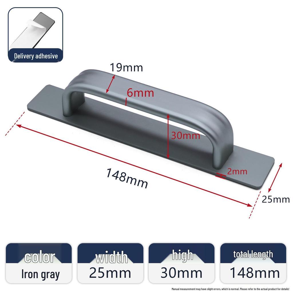 Self-Adhesive Aluminum Door Handle for Glass/Wooden Doors - Thickened & Widened, No Drill Required