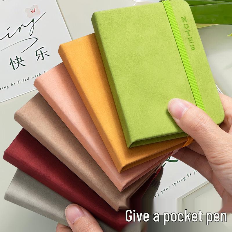 A7 Mini Soft Leather Side-Opening Notebook – Compact & Convenient Diary Light Gray - 1 Pack