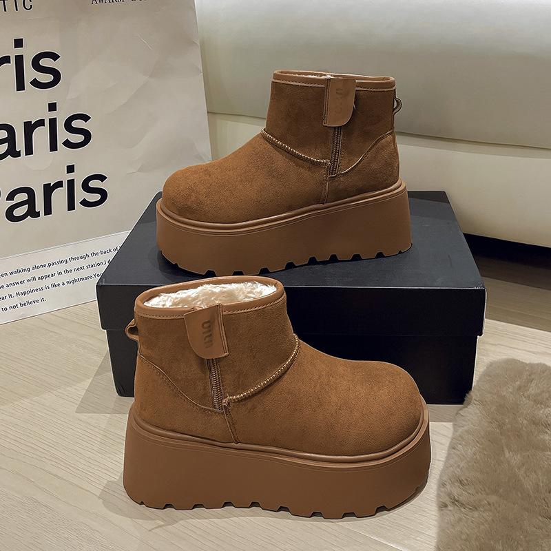 

Маленькие зимние ботинки на толстой подошве женские 2024 года, новые зимние короткие хлопковые туфли с трубчатым голенищем, теплые бархатные туфли для хлеба 40