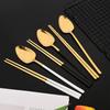 Silver Stainless Steel Flatware Cutlery Set Sushi Sticks Dinner Set 12Pcs Dinnerware Korean Chopsticks Fork Spoon Dinnerware