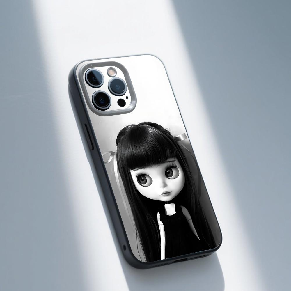 Cute B-Blythes Doll Phone Case For iPhone 16,15,14,13,12,11,Pro,Max,Plus,X,XS,XR,SE,8,7,Mini,Soft Silicone Black Case