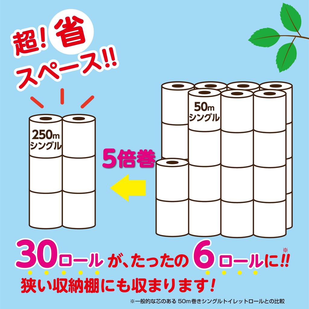 Marutomi Paper Penguin Extra Long Pulp Toilet 6 Single Rolls, 250m, Rolls,