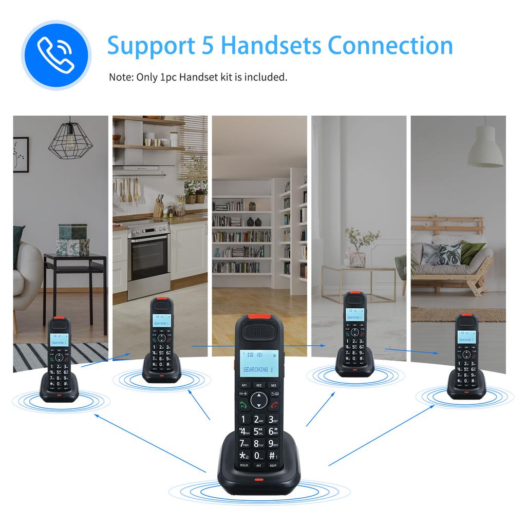 D2015 TAM Sistem telefonic extensibil Sistem telefonic fără fir cu fir cu telefon care răspunde la butoane mari