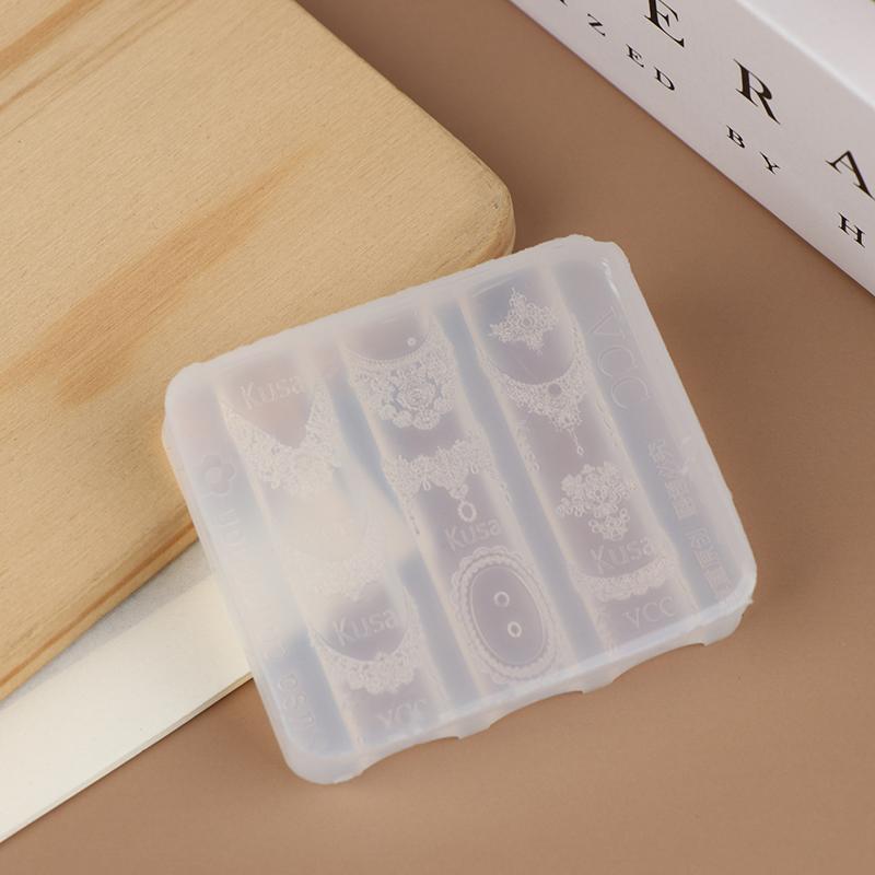 Průhledná krajková forma na nehty pro ženy, Silikonová krajková šablona s reliéfním designem, Profesionální forma na manikúru, DIY řemesla, Denní použití