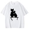 Cat Cuddling Together Pattern Unisex Women Cotton TShirt Fashion Short Sleeve Casual Summer Street Simple Loose Tops Neutral Tees