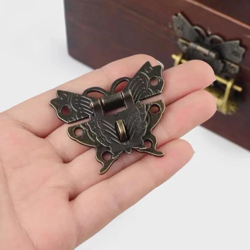 10PC Antique Alloy Butterfly Buckle Hasp Hasp Wooden Wine Box With Lock Buckle Padlock Hardware,Home Improvement,50*53mm