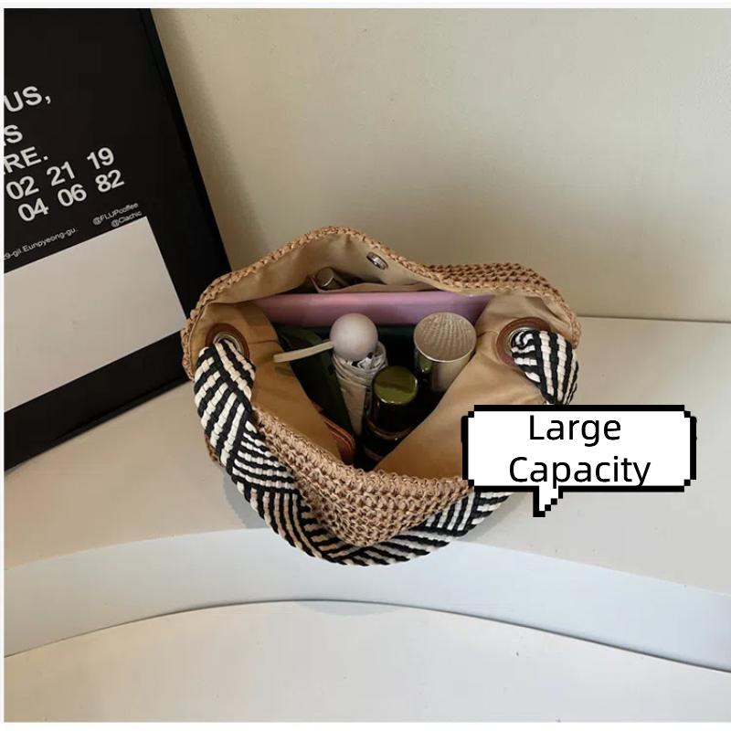 Boho Chic Large Woven Straw Tote Bag for Women Commuter Handbag Shoulder Bag, Perfect for Spring Outings, Beach Tote Bag