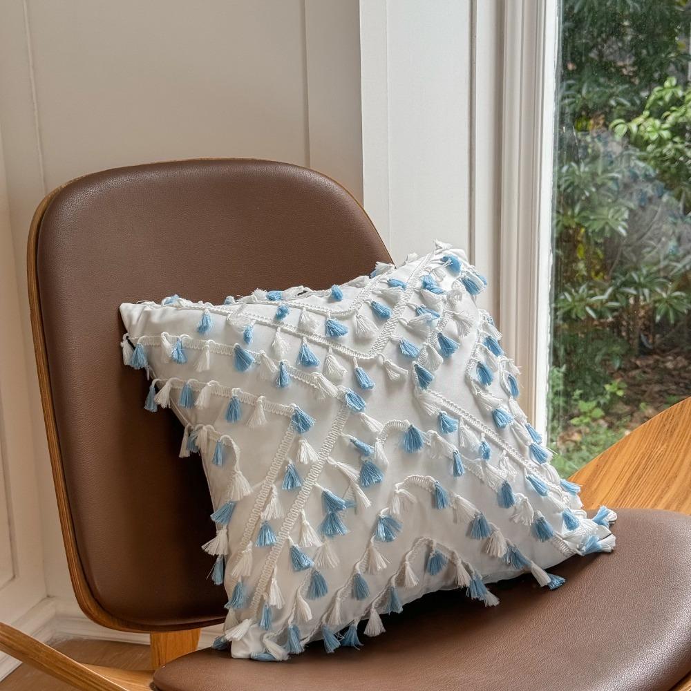 

1 шт. 17,7 дюйма Прикроватные подушки Кисточка Подушка Аксессуары Диванные подушки Наволочка Украшение комнат тёмно-синий