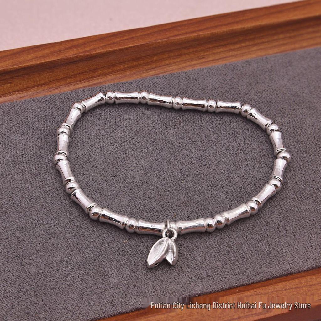 999 Sterling Silver Bamboo Joint Bracelet - Essential Niche Design for Little Fairies