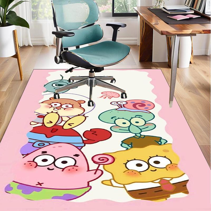 Sponge Expressions Pattern Office Rug Chair Mat, Game Carpet, Suitable for Front Door, Bedroom, Living Room, Desk, Holiday Gift