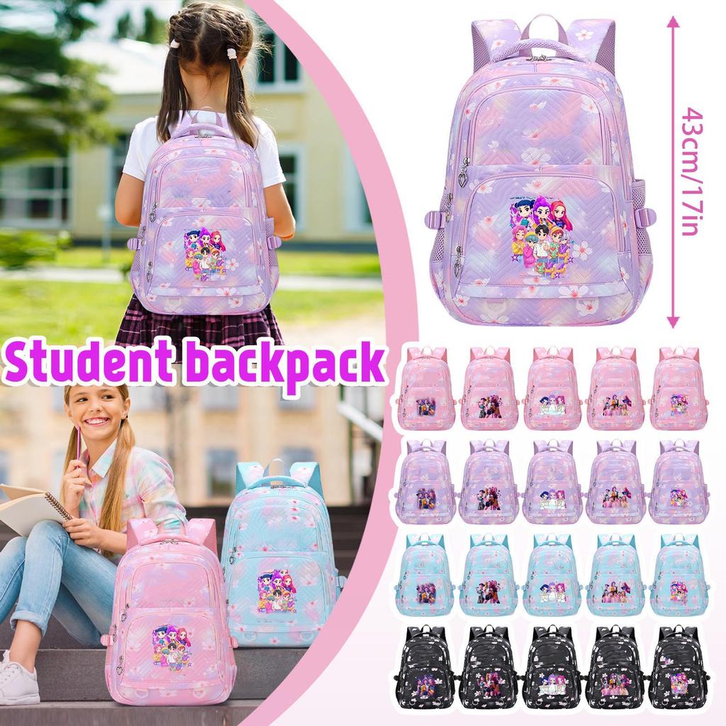 Printed And Embossed Multi- Schoolbag For Junior And Senior High School Students, Cute And Lightweight Backpack For Girls.