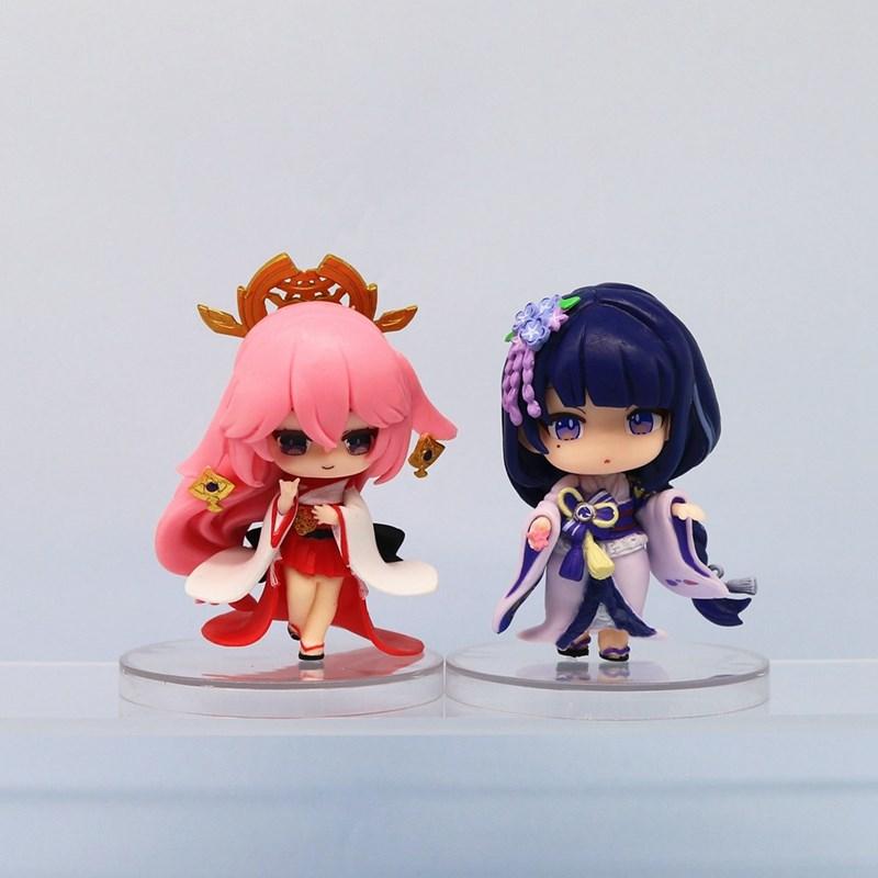 Genshin Impact Klee Yae Miko Raiden Shogun Anime Figure PVC 6Pcs/ Set Cute Model Collection Oranments Toy Gift 10CM