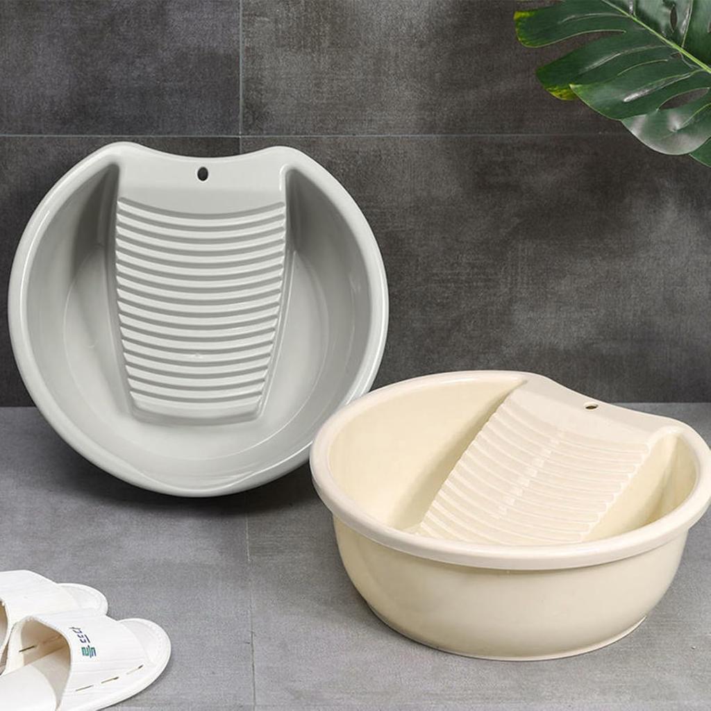 Washboard Basin for Hand Washing Clothes,Washboard Laundry for Handwashing,Washboard Basin,Plastic Non-Slip Washtub with Integrated Washing