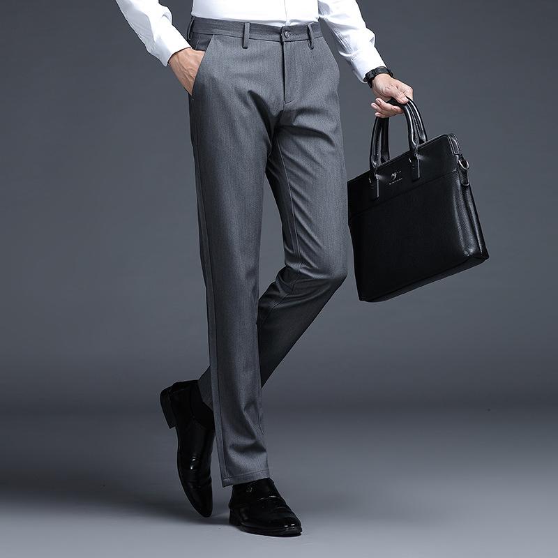 Men's Straight-Leg Casual Business Dress Pants - Breathable and High-Quality