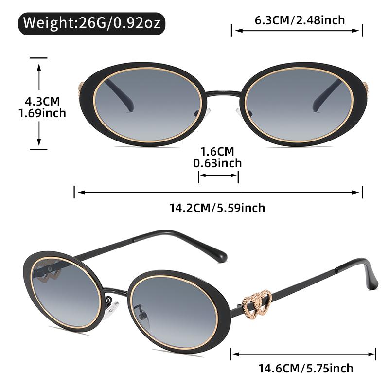The  New Oval-shaped Sunglasses Feature Metal Small Frames with Heart-shaped Accents for Daily Wear