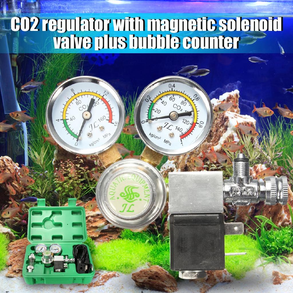 New Co2 Equipment Regulator Magnetic Solenoid Two Gauge Bubble Counter for Aquarium Service 220V To 240V