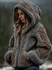 Damen Schneeflocke 3D-Druck Flanell Reißverschluss Kapuzenjacke Winter Warm Fleece Hoodie Lässiger Langarmmantel S-5XL