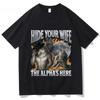 Hide Your Wife The Alpha Is Here Funny Werewolf Meme Graphic T-shirts Men's Fashion Hip Hop Casual Short Sleeve T Shirts - M...
