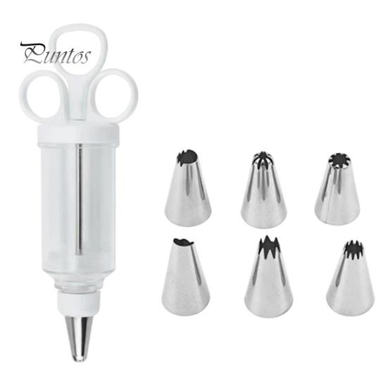 Professional Pastry Tools Cake Decorating Kit, Cupcake Icing Piping Tool with 6 Stainless Steel Nozzles, Clear Kitchen Gadgets for Bakers Set