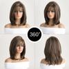 Women Medium Length Wave Hair with Bangs Synthetic Mixed Blonde Brown Wigs for Daily Cosplay Heat Resistant Fibre