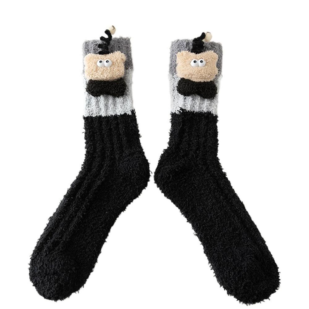 Thicken Cartoon Plush Socks Non-Slip Thermal Warm Socks Coral Fleece Socks Women Autumn Winter
