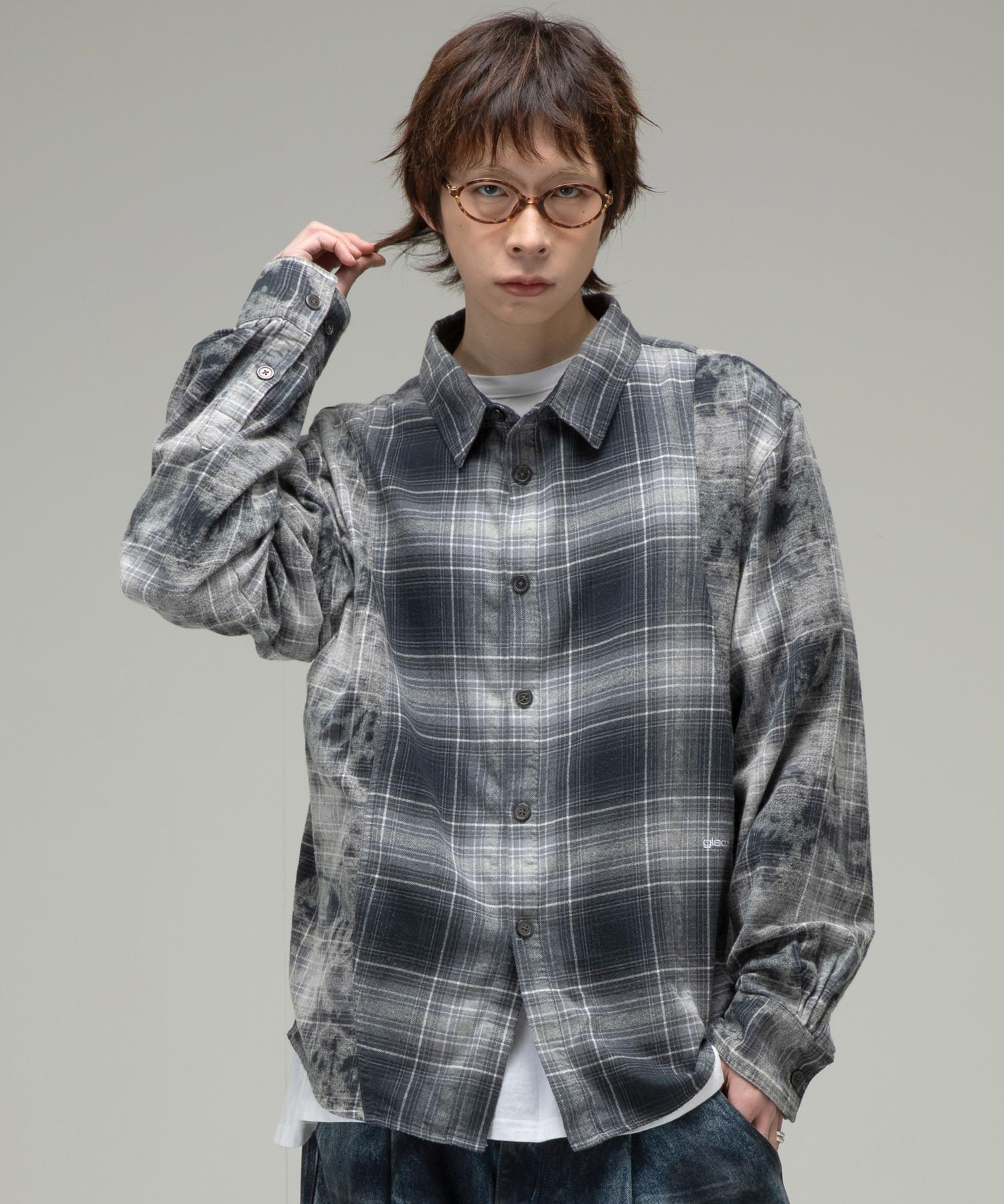 Gluck Gs008 Punk Washed Check Shirt (Charcoal) Charcoal/M