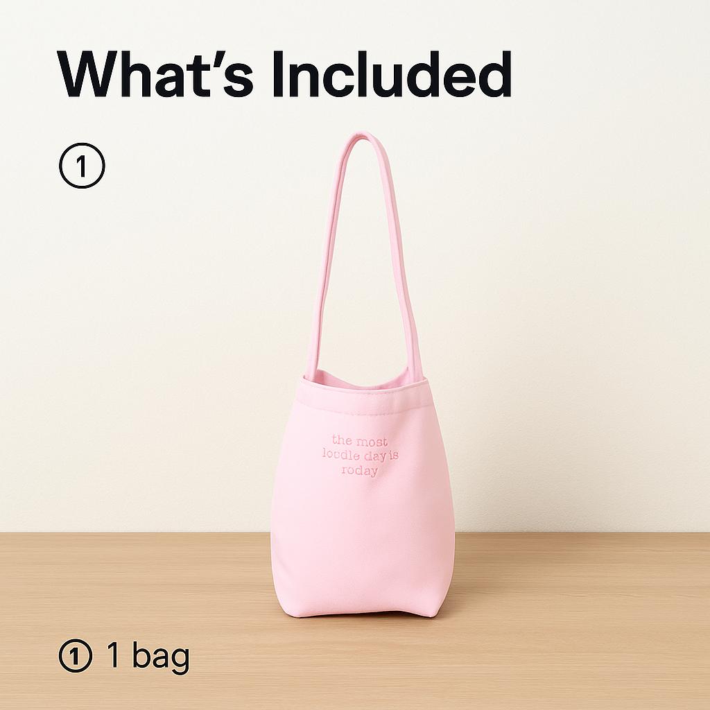 Daiso Embroidered Point Tote Bag (pink)