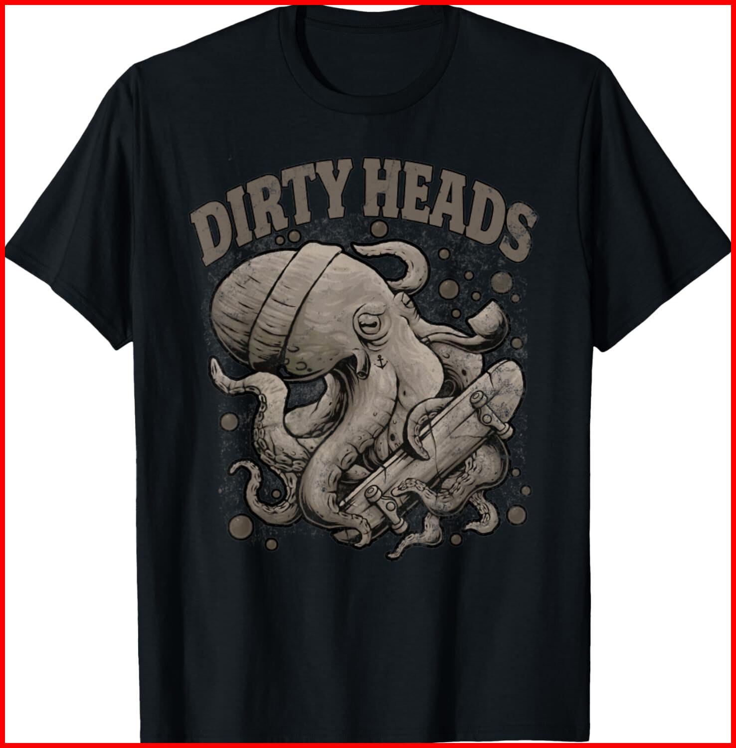 Vintage Dirty Octopus Heads With Skateboard Music Lover black T-Shirt S-5XL XXXXL