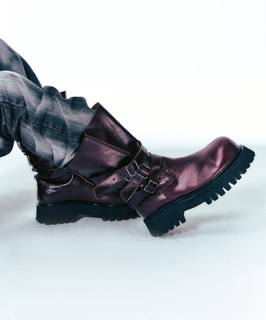 Lanarchive [5011] Wine Maxi Buckle Boots