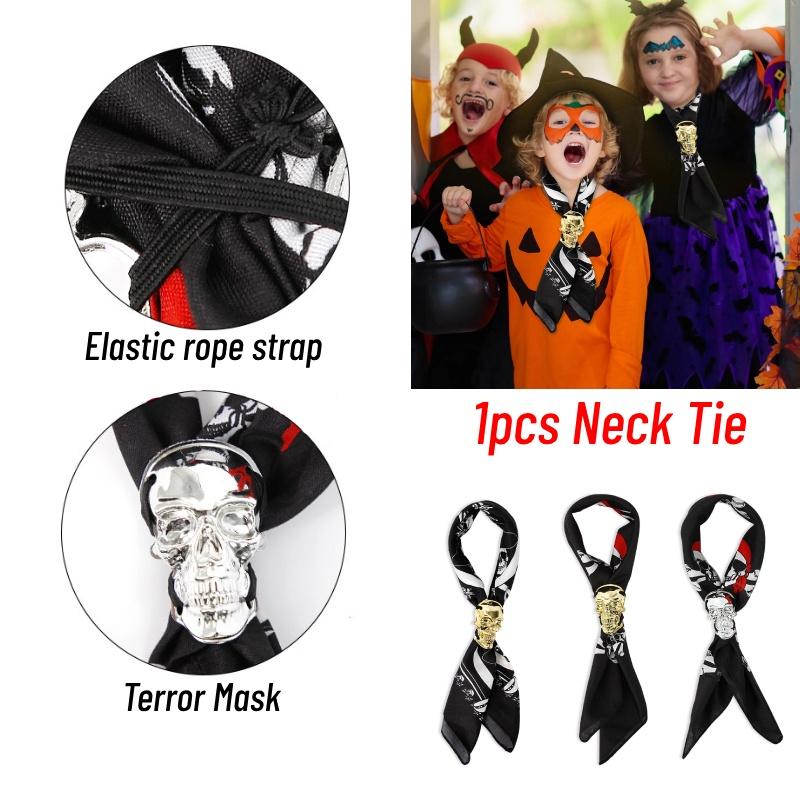 Adults Kids Halloween Pirate Skull Neckties Makeup Costumes Decor Dress Up Props