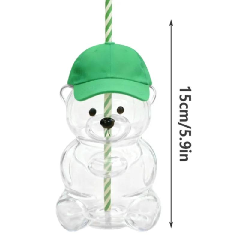 550ML Creative Bear Coffee Mug Cartoon Glass Mug with Straw Birthday Gift Suitable for Women Children Friends Christmas Gift