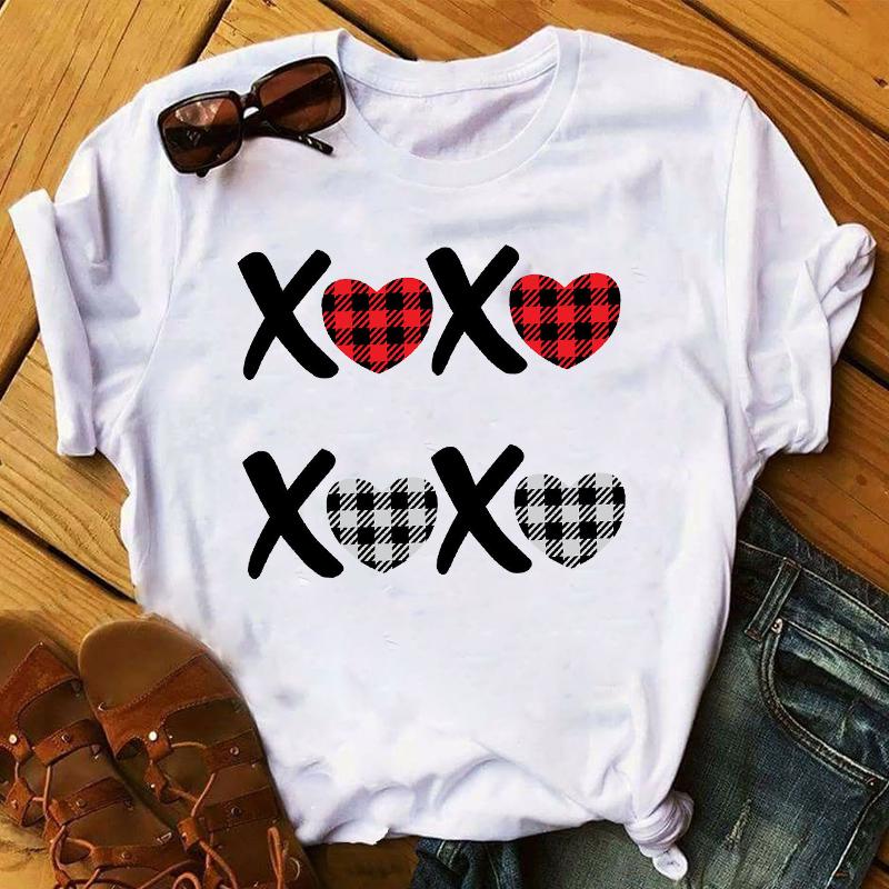 Summer 2025 Fashion Leopard Flower Sweet Love You Lady Ladies Womens Tee T-Shirt Graphic Female Valentine's Day Top T Shirt Gift